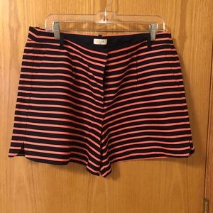 Coral and Navy Striped Shorts